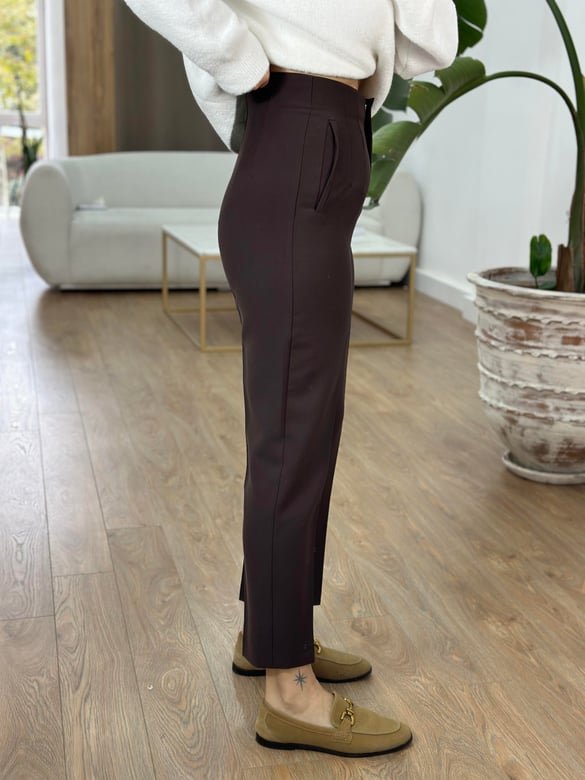 Marka Model Flatolu Pantolon - Kahve