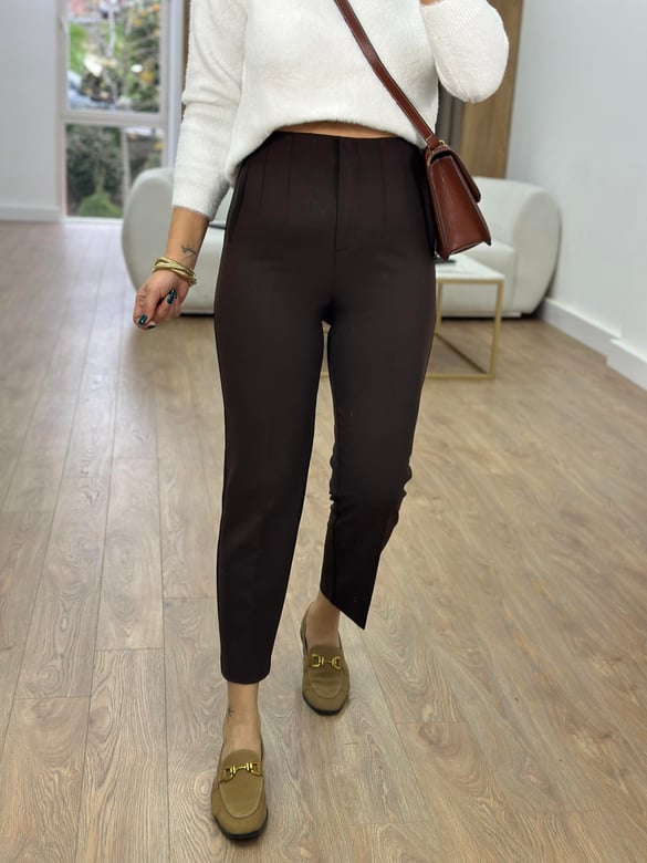Marka Model Flatolu Pantolon-Kahverengi