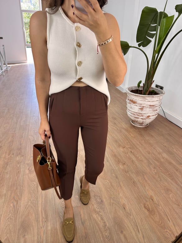 Marka Model Flatolu Pantolon - Kahverengi