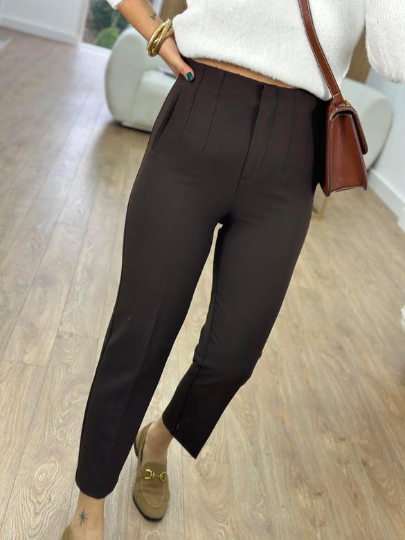 Marka Model Flatolu Pantolon-Kahverengi
