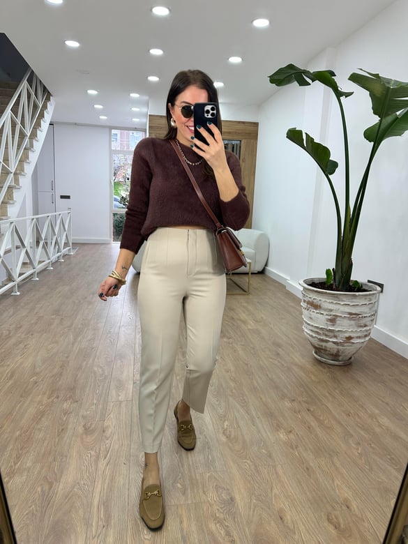 Marka Model Flatolu Pantolon-Taş