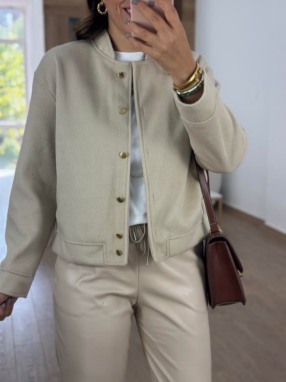 Marka Model Kaşe Bomber Ceket- Bej