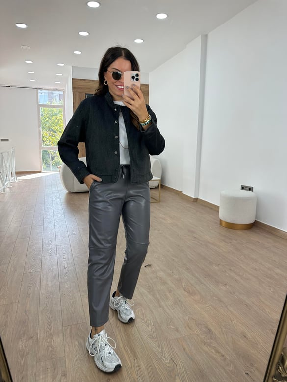 Marka Model Kaşe Bomber Ceket - Gri