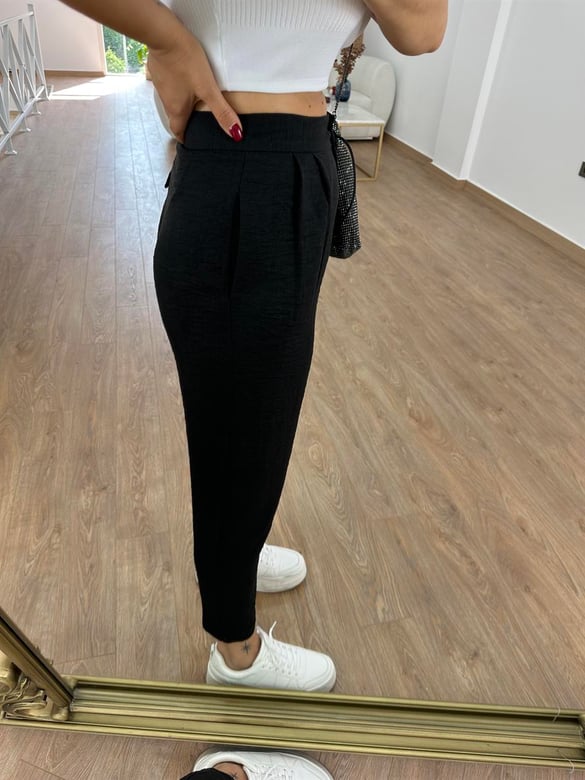 Marka Model Keten Pantolon-Siyah