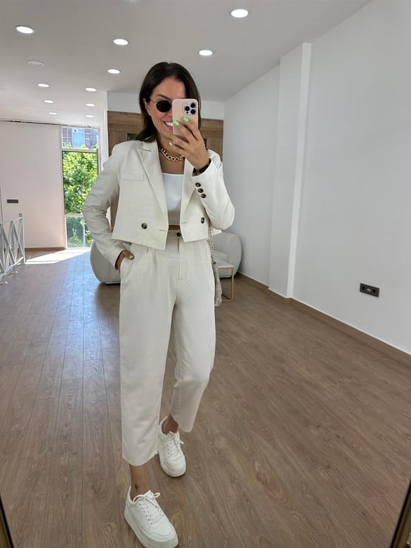 Marka Model Kısa Ceketli Takım-Taş