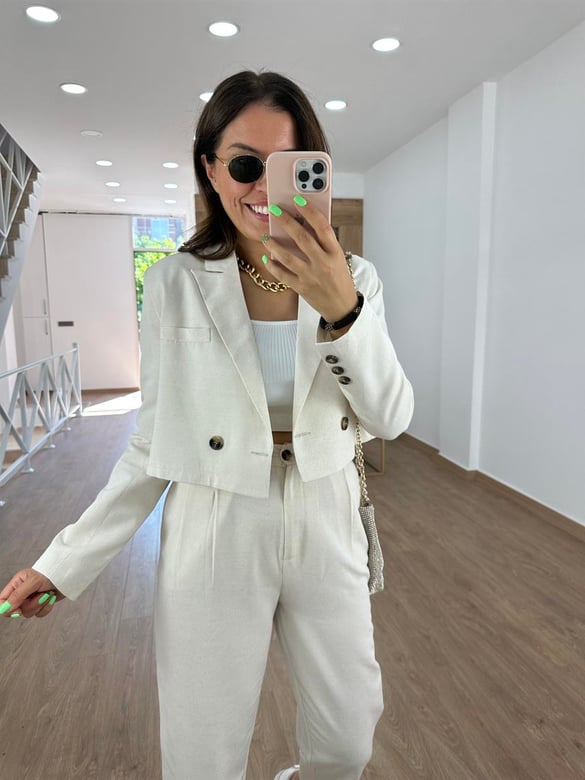 Marka Model Kısa Ceketli Takım-Taş