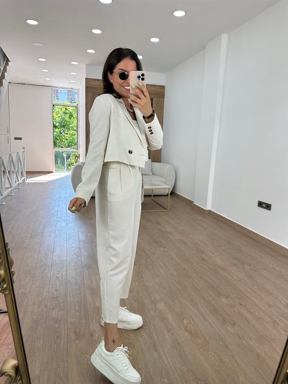 Marka Model Kısa Ceketli Takım-Taş