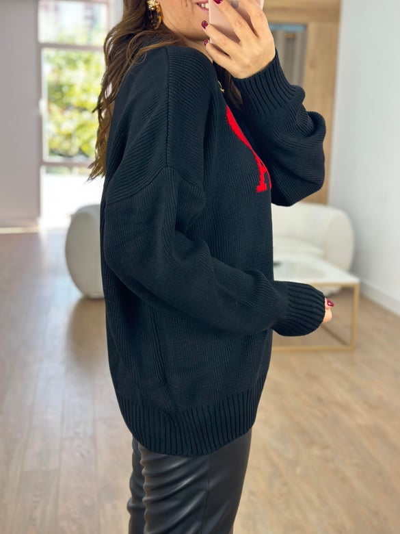 Marka Model Logolu Kazak-Siyah