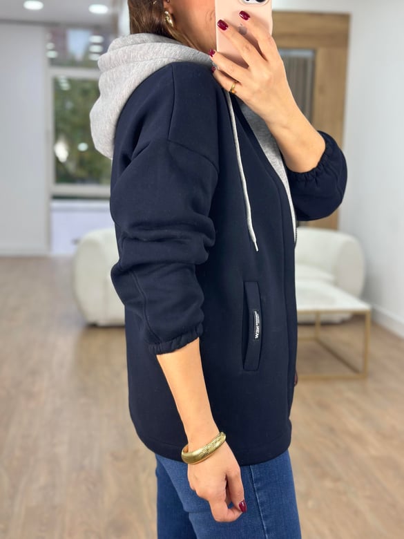 Marka Model Önü Fermuarlı Sweatshirt