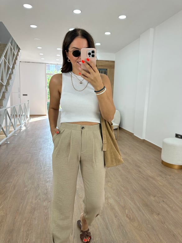 Marka Model Pensli Pantolon-Camel