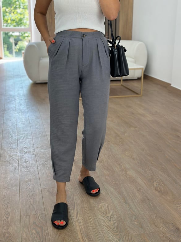 Marka Model Pensli Pantolon-Gri