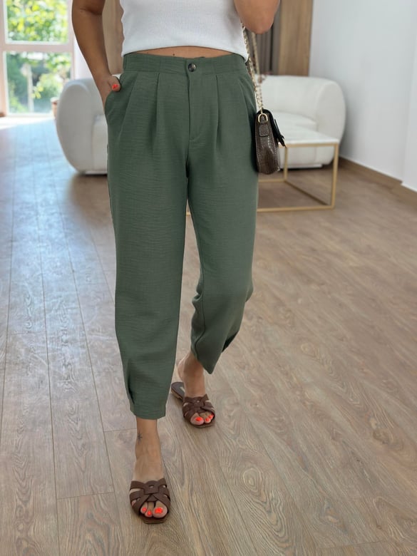 Marka Model Pensli Pantolon - Haki