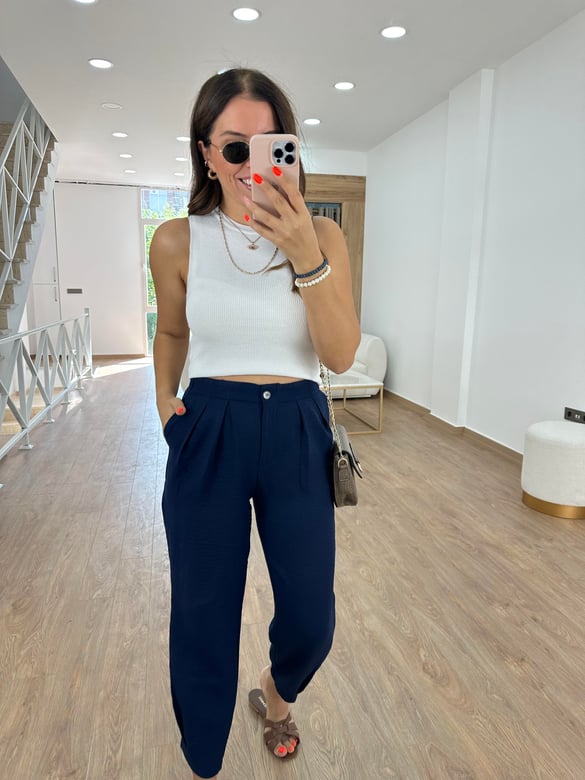 Marka Model Pensli Pantolon-Lacivert