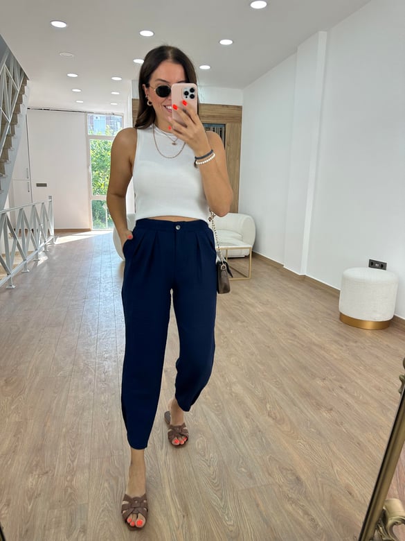 Marka Model Pensli Pantolon-Lacivert
