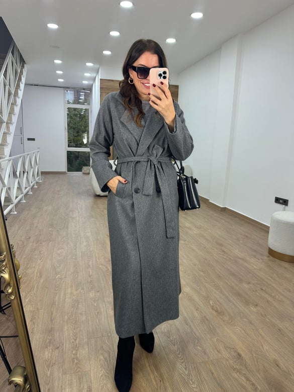 Maxi Boy Kaşe Kaban-Gri