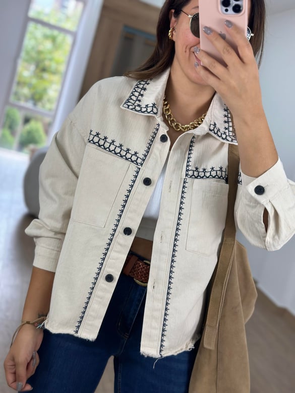 Nakışlı Gabardin Ceket