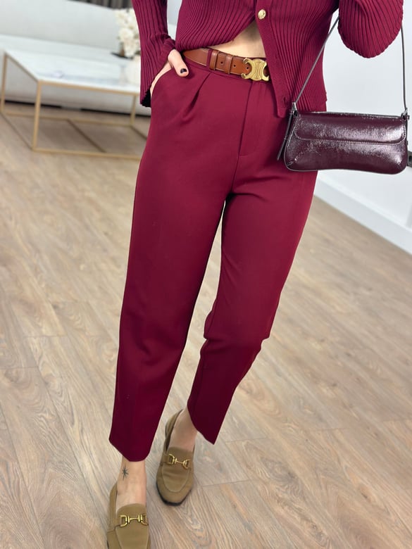 Orijinal Marka Likralı Havuç Pantolon - Bordo