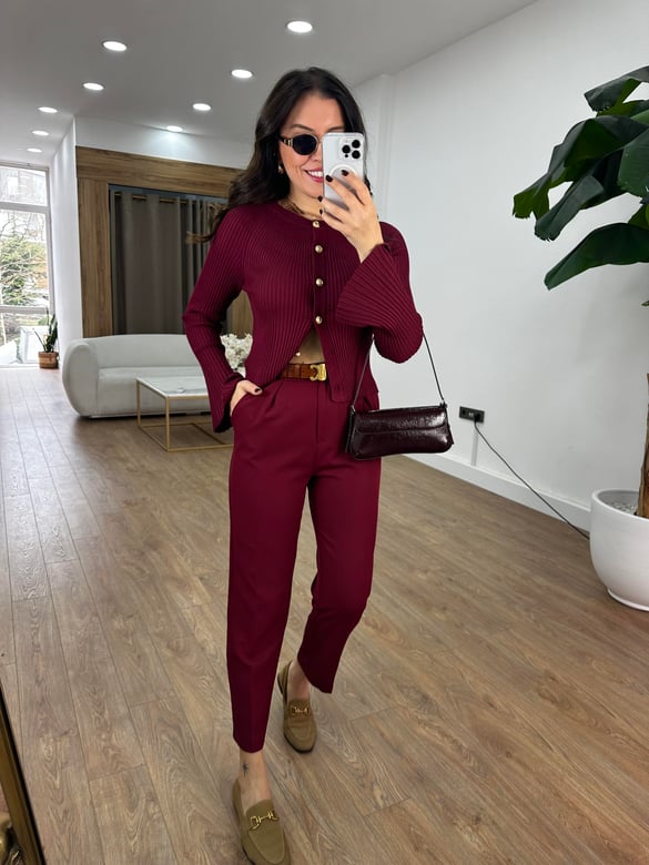 Orijinal Marka Likralı Havuç Pantolon - Bordo