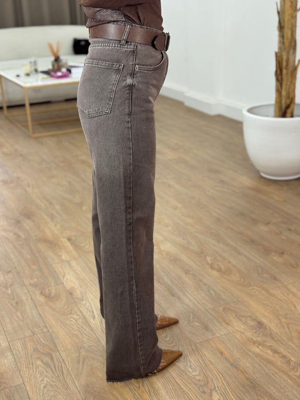 Orijinal Marka Yıkamalı Straight Jean - Kahverengi