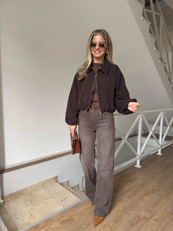 Orijinal Marka Yıkamalı Straight Jean - Kahverengi