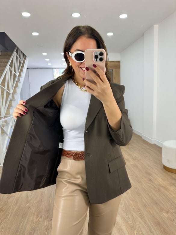 Oversize Blazer Ceket-Kahverengi