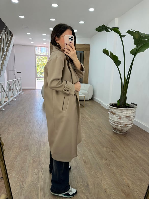 Oversize Kruvaze Kaban-Bej
