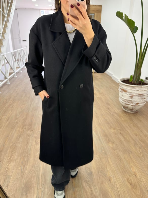 Oversize Kruvaze Kaban-Siyah