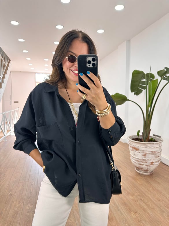 Oversize Salaş Gömlek-Siyah