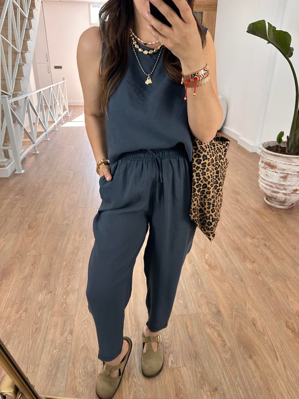 Pantolon Bluz Basic Tiril Takım-Antrasit