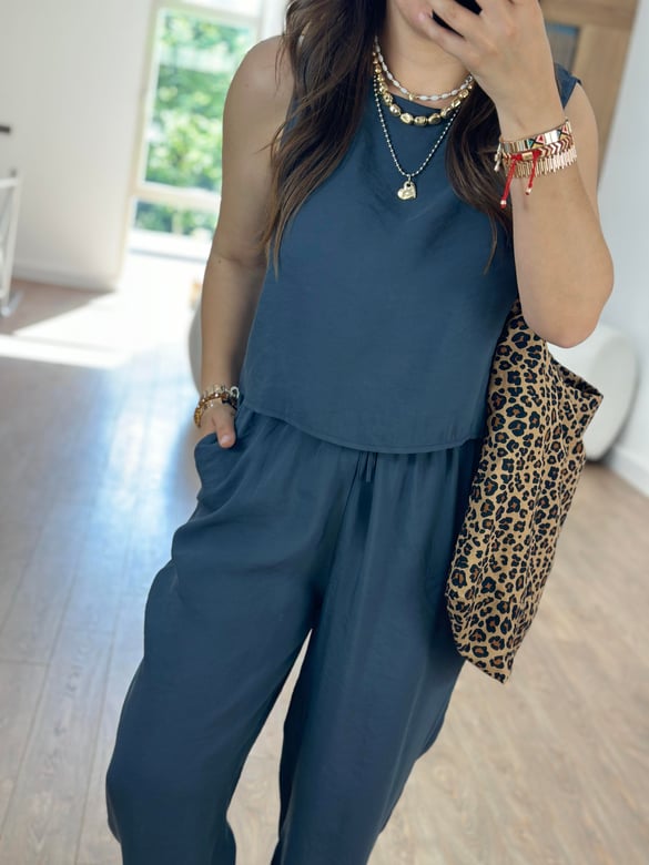 Pantolon Bluz Basic Tiril Takım-Antrasit