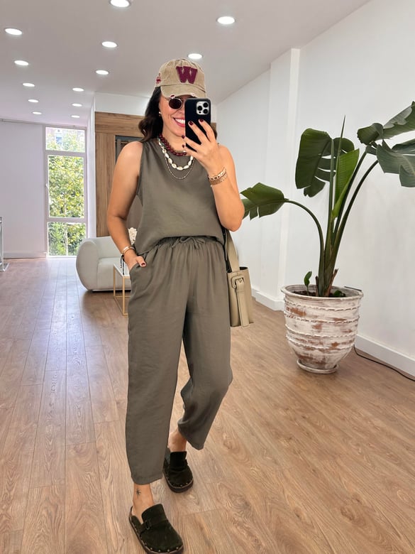 Pantolon Bluz Basic Tiril Takım-Haki