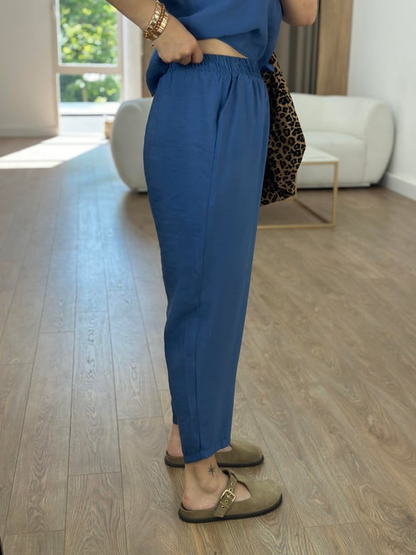 Pantolon Bluz Basic Tiril Takım-İndigo