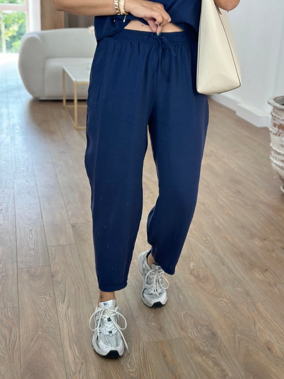 Pantolon Bluz Basic Tiril Takım-Lacivert