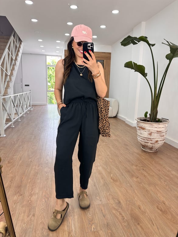 Pantolon Bluz Basic Tiril Takım-Siyah