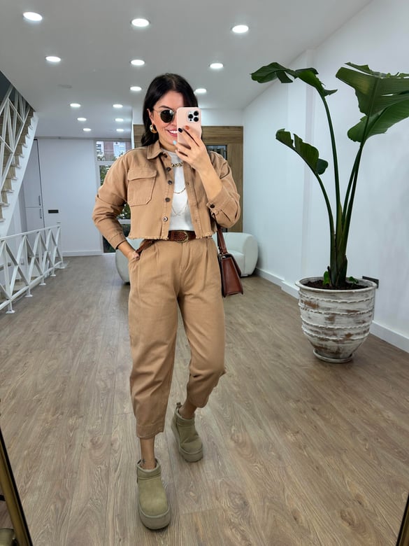 Pantolon Ceket Gabardin Takım-Camel