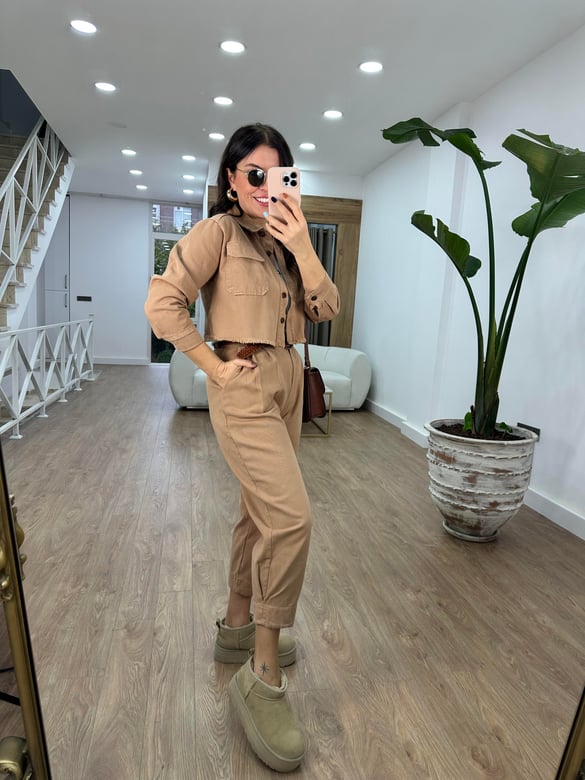 Pantolon Ceket Gabardin Takım-Camel