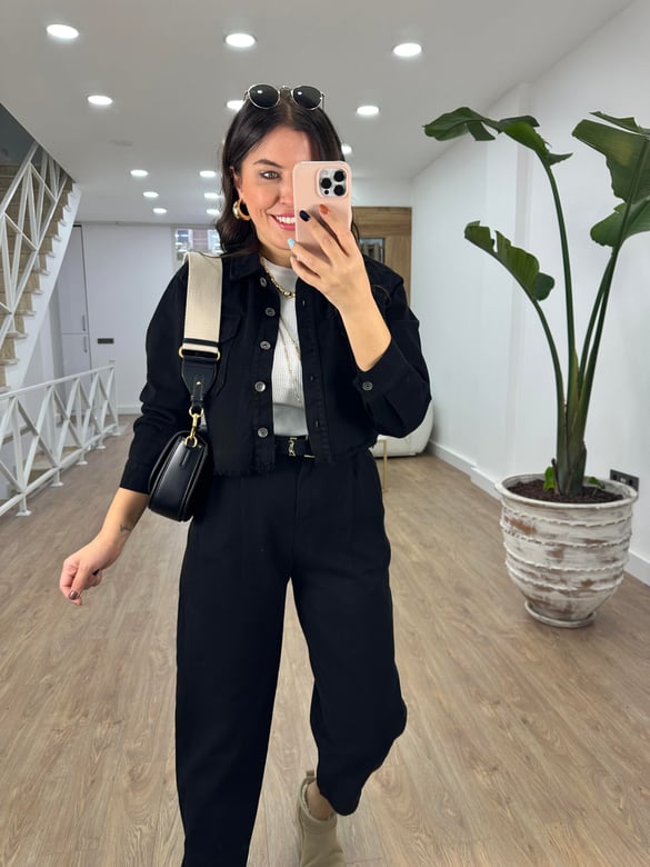 Pantolon Ceket Gabardin Takım-Siyah
