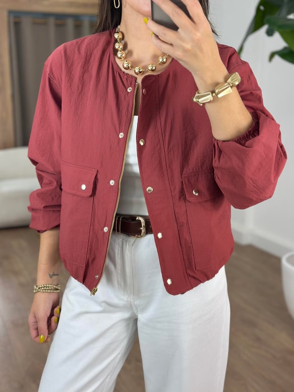 Paraşüt Kumaş Çıtçıtlı Bomber Ceket 