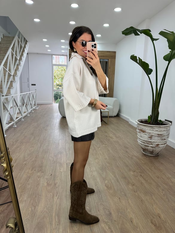 Polo Yaka Oversize Kazak-Taş