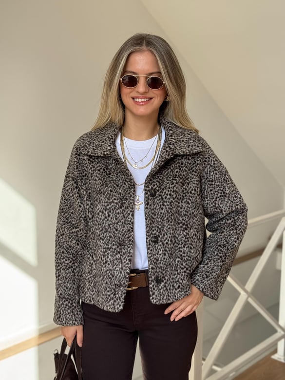 Premium Leopar Kaşe Ceket