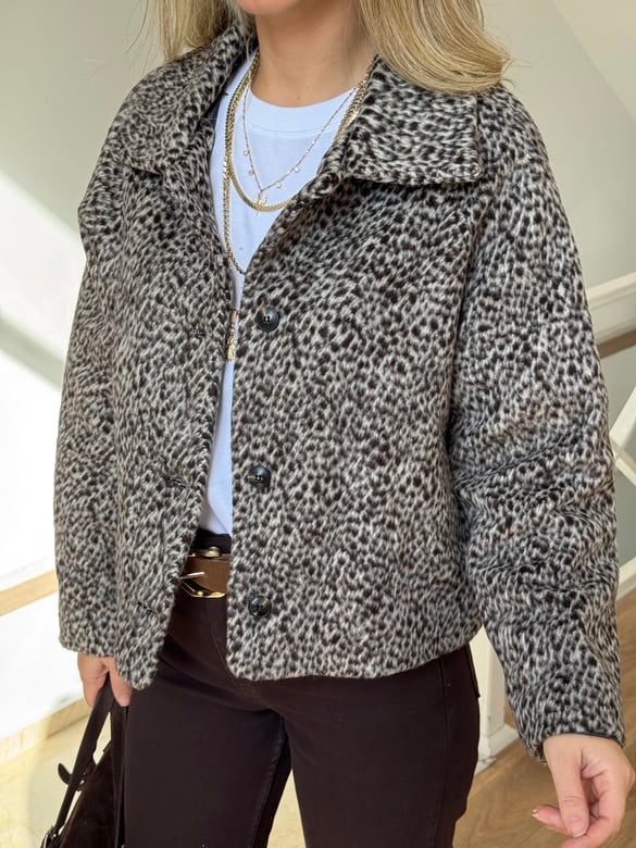 Premium Leopar Kaşe Ceket