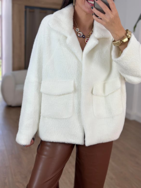 Premium Seri Cepli Oversize Kürk - Ekru