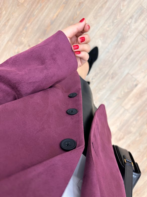 Premium Seri Süet Blazer Ceket - Bordo