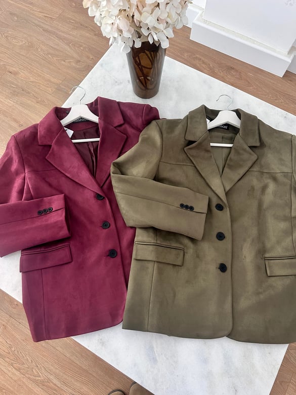 Premium Seri Süet Blazer Ceket - Haki