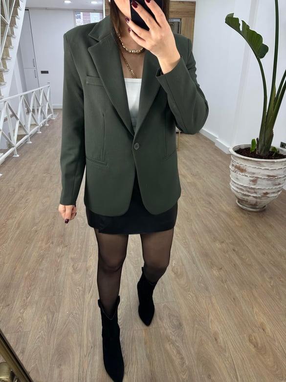 Premium Seri Tek Düğme Blazer Ceket-Haki
