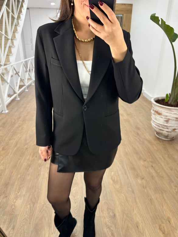 Premium Seri Tek Düğme Blazer Ceket-Siyah