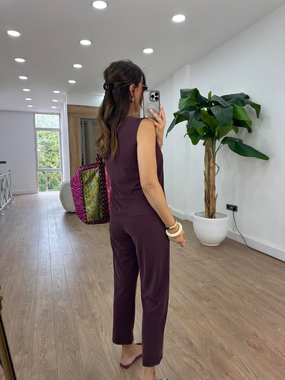 Sıfır Kol Modal Pantolon Bluz Takım - Bordo