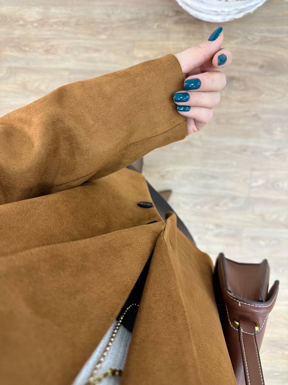 Süet Blazer Ceket-Camel