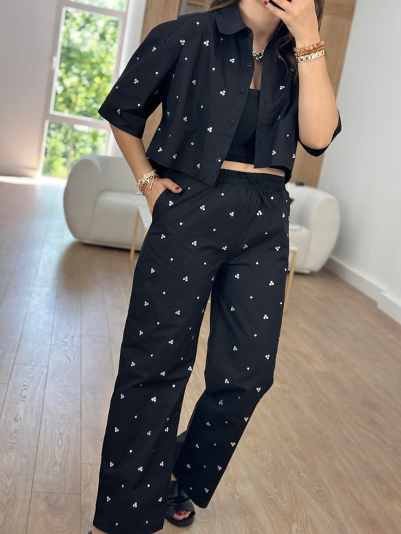 Taş Detaylı Poplin Takım