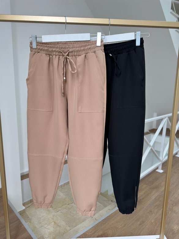 Tasarım Paça Jogger Pantolon-Siyah